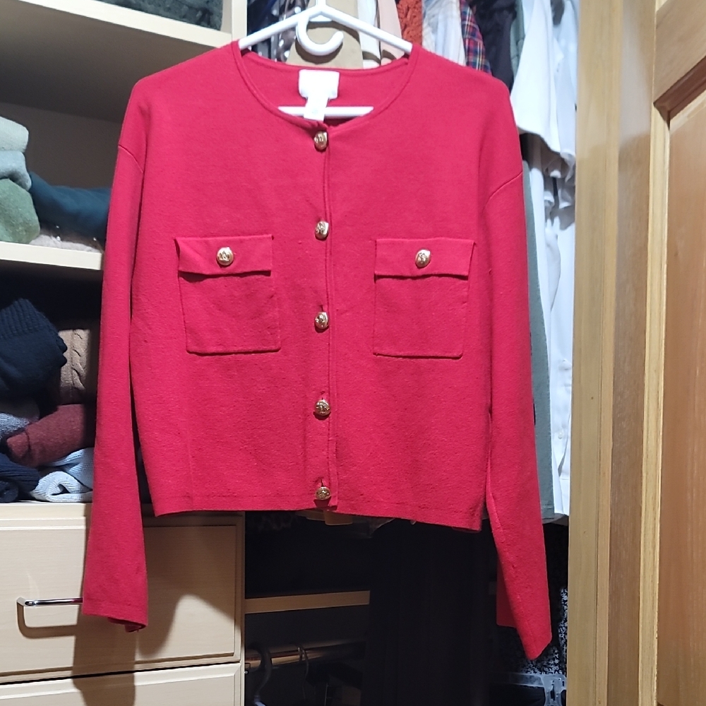 H&M Red Blazer with Gold Buttons